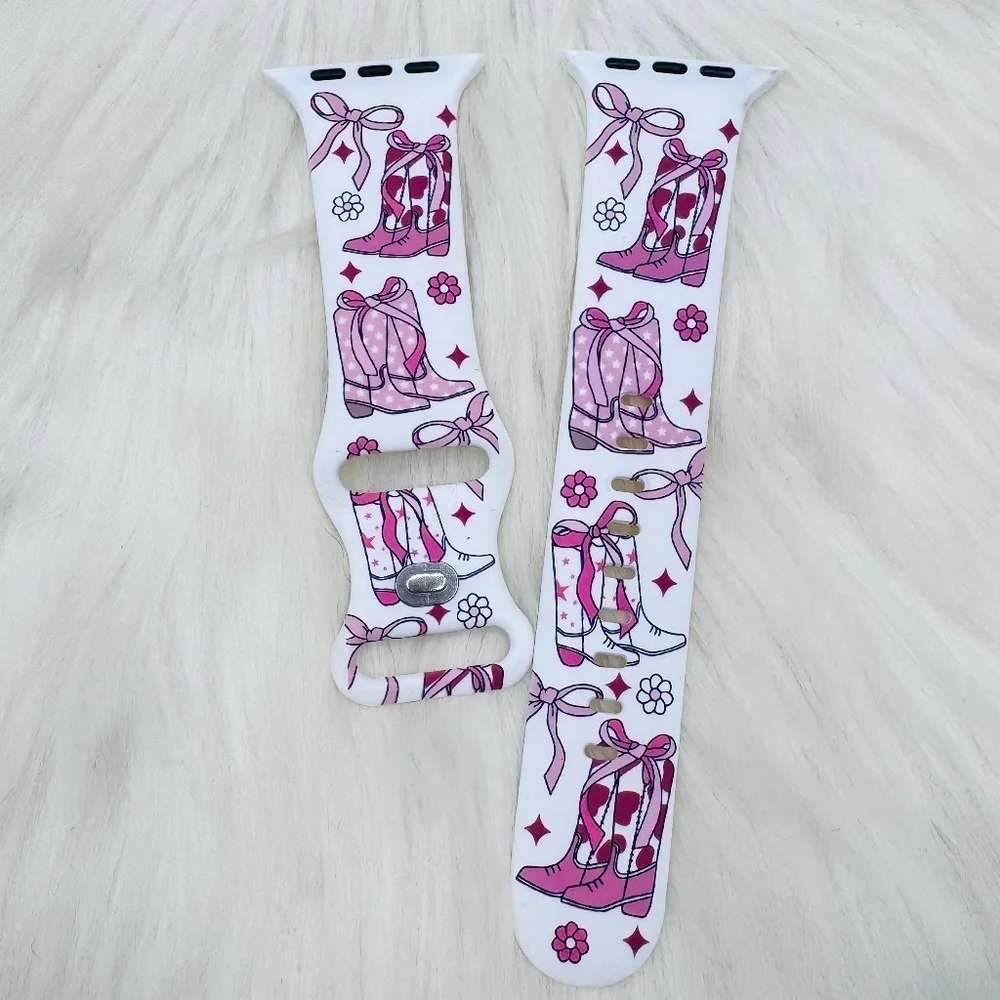 Pink Bows & Cowboy boots watch Bands Compatible with iWatch Band 42mm / 44mm / 4